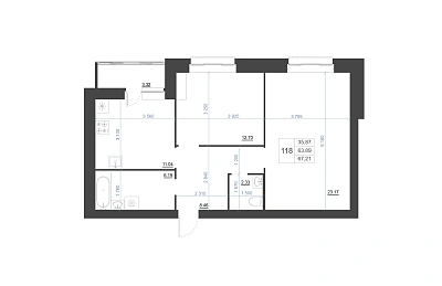 2-КОМНАТНАЯ, 67,21 М²