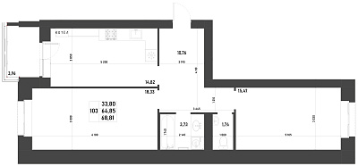 2-КОМНАТНАЯ, 68,81 М²