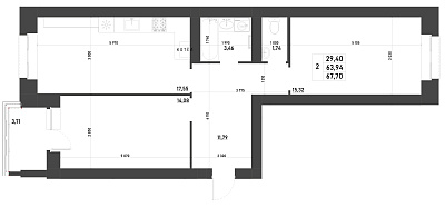2-КОМНАТНАЯ, 67,7 М²
