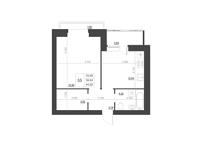 1-КОМНАТНАЯ, 44,92 М²