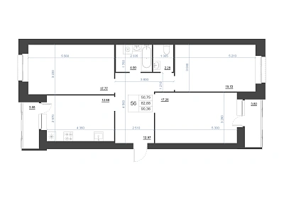 3-КОМНАТНАЯ, 90,36 М²