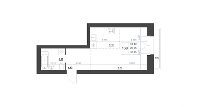 СТУДИЯ, 31,05 М²