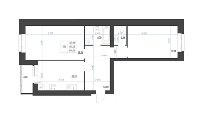 2-КОМНАТНАЯ, 68,35 М²