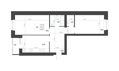2-КОМНАТНАЯ, 68,67 М²