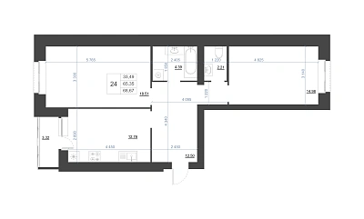 2-КОМНАТНАЯ, 68,67 М²