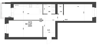 2-КОМНАТНАЯ, 68,83 М²