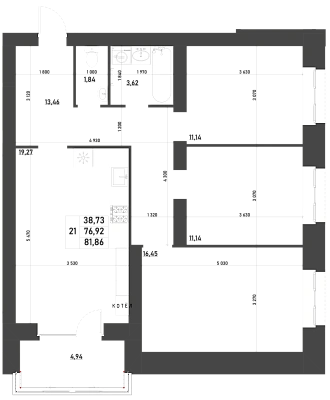3-КОМНАТНАЯ, 81,86 М²