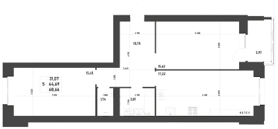 2-КОМНАТНАЯ, 68,66 М²