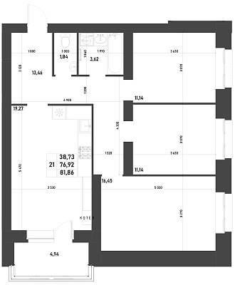 3-КОМНАТНАЯ, 81,86 М²