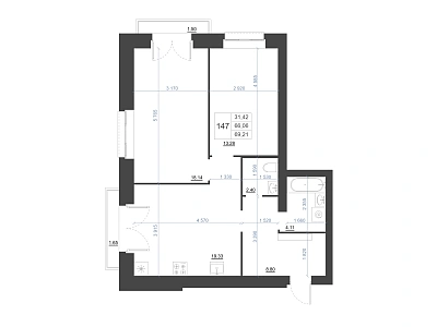 2-КОМНАТНАЯ, 69,21 М²