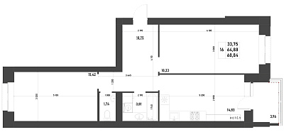 2-КОМНАТНАЯ, 68,84 М²