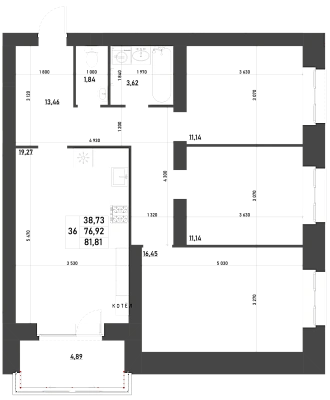 3-КОМНАТНАЯ, 81,81 М²