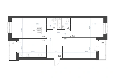 3-КОМНАТНАЯ, 90,38 М²