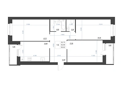 3-КОМНАТНАЯ, 89,62 М²