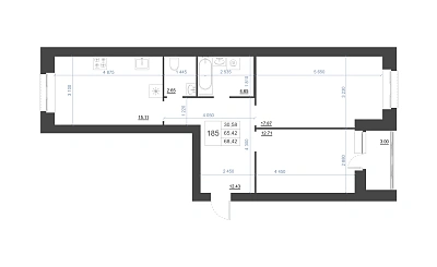 2-КОМНАТНАЯ, 68,42 М²
