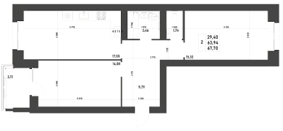 2-КОМНАТНАЯ, 67,7 М²
