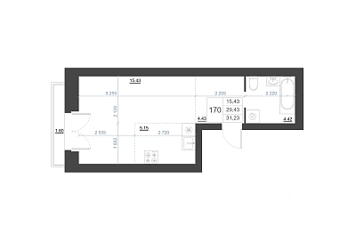 СТУДИЯ, 31,23 М²
