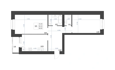 2-КОМНАТНАЯ, 68,65 М²