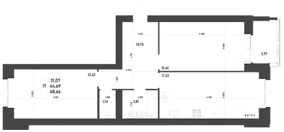 2-КОМНАТНАЯ, 68,66 М²