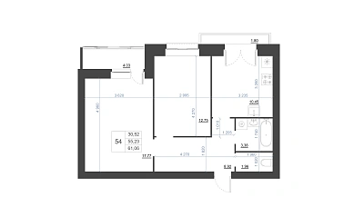 2-КОМНАТНАЯ, 61,06 М²