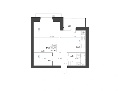 1-КОМНАТНАЯ, 44,92 М²