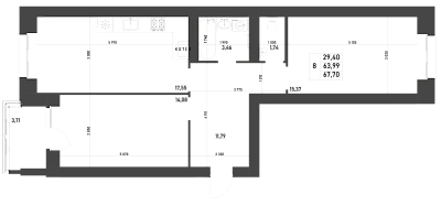 2-КОМНАТНАЯ, 67,7 М²