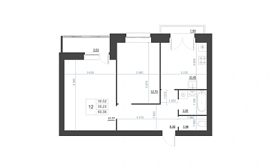 2-КОМНАТНАЯ, 60,36 М²