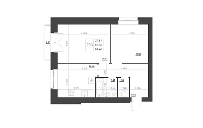 2-КОМНАТНАЯ, 53,22 М²