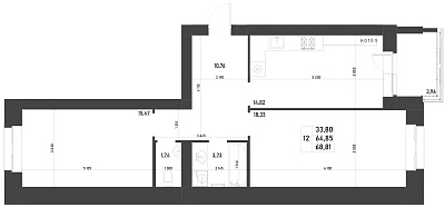 2-КОМНАТНАЯ, 68,81 М²